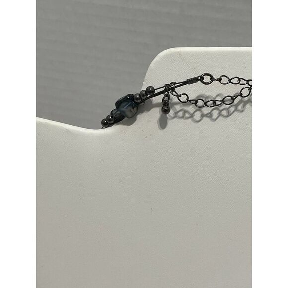 Layered Beaded Gemstone‎ Statement Necklace Turquoise Color Beads Blue Gunmetal - Picture 9 of 11